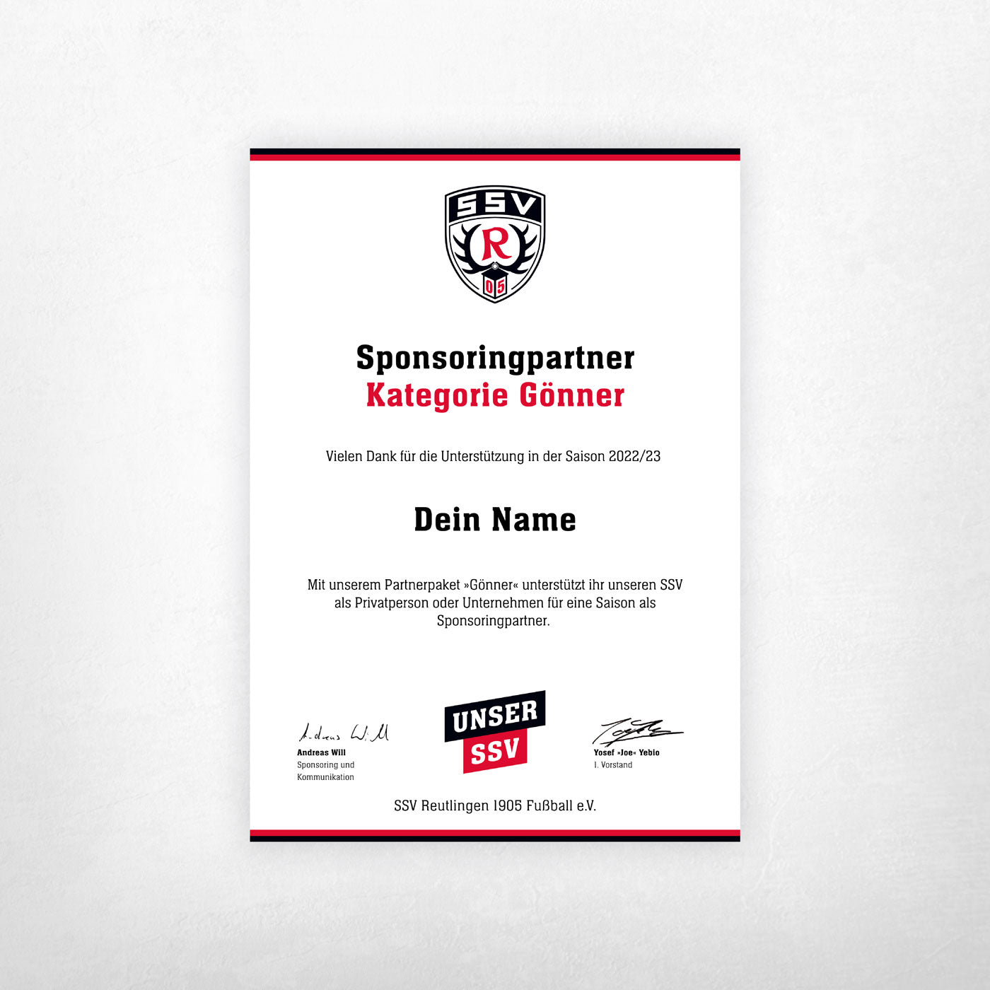Sponsoringpaket Kategorie Gönner
